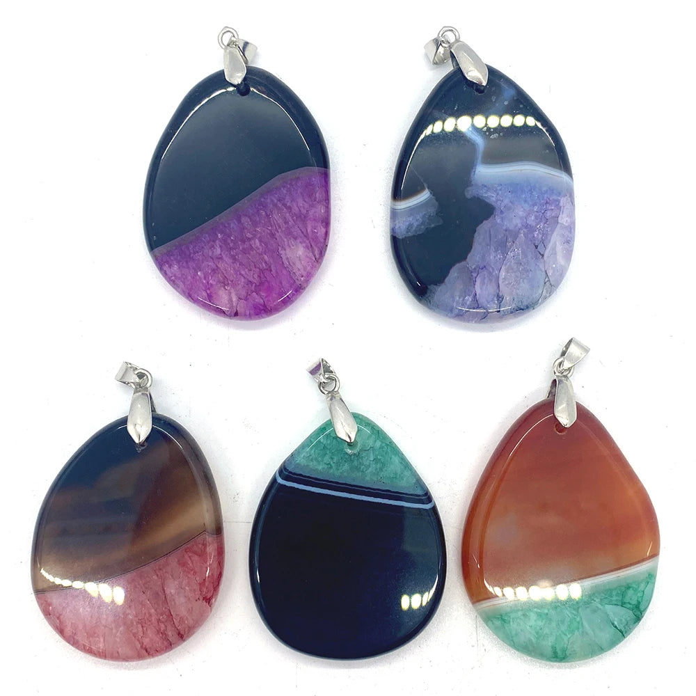 Agate Healing Reiki Water Drop Pendant Set