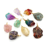 Natural Stone Crystal Irregular Pendant 20-60mm Wire Wrap Charm DIY Necklace