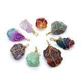 Natural Stone Crystal Irregular Pendant 20-60mm Wire Wrap Charm DIY Necklace