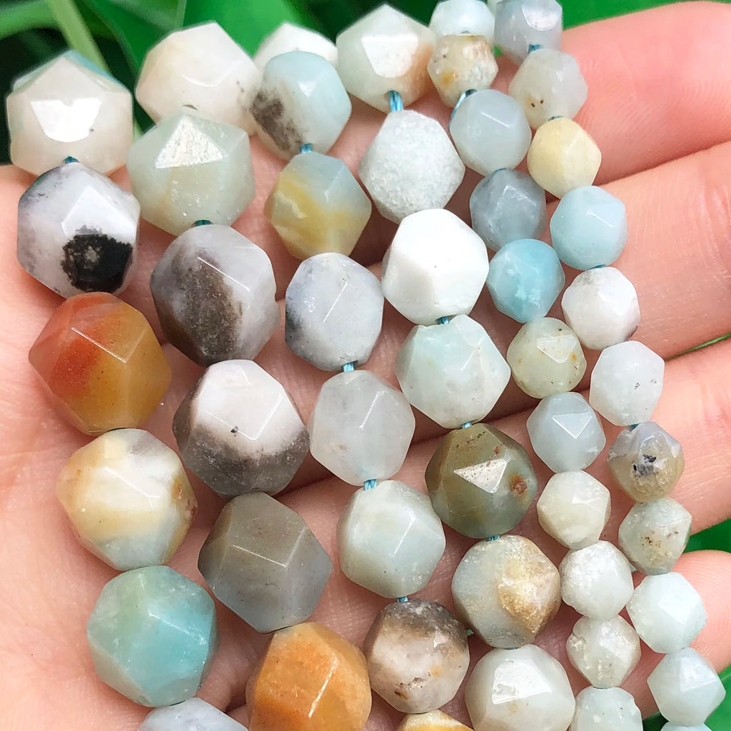 Colorful Amazonite Faceted Loose Beads for Jewelry Making 15''