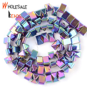 Colorful Double Hole Hematite Spacer Beads for DIY Jewelry 15''