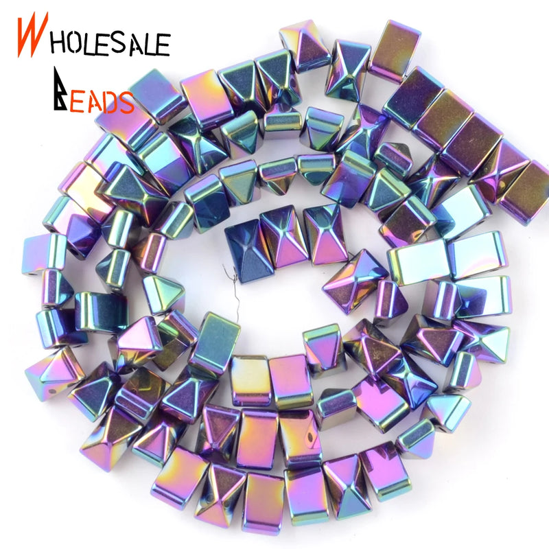 Colorful Double Hole Hematite Spacer Beads for DIY Jewelry 15''