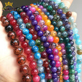 Fire Dragon Veins Agate Loose Spacer Beads for Jewelry Making DIY Bracelet 15''