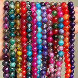 Fire Dragon Veins Agate Loose Spacer Beads for Jewelry Making DIY Bracelet 15''