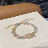 Colorful Morganite PIXIU Bracelet DIY Health Wealth Lucky Women Jade Beads