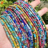 Colorful Sea Sediment Jaspers Long Cylinder Beads 4x13mm