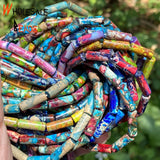 Colorful Sea Sediment Jaspers Long Cylinder Beads 4x13mm
