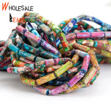 Colorful Sea Sediment Jaspers Long Cylinder Beads 4x13mm