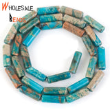 Colorful Sea Sediment Jaspers Long Cylinder Beads 4x13mm