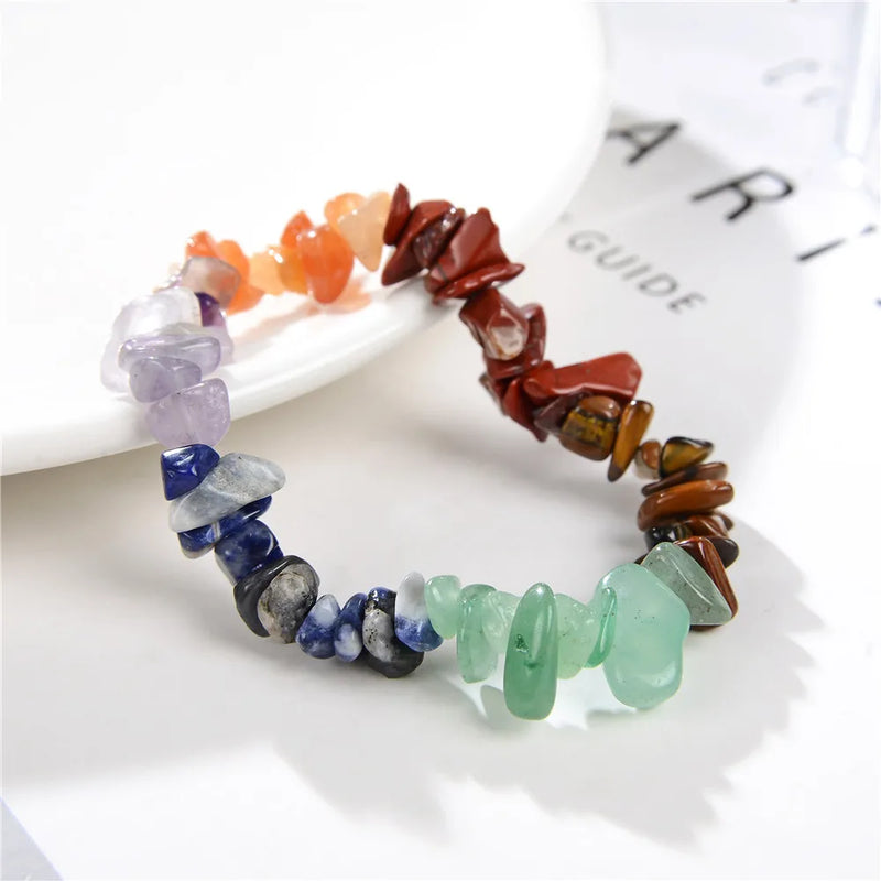 Colorful Tourmaline Bangle Crystal Chip Irregular Gravel Strand Bracelet