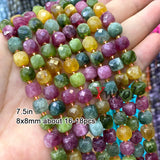 Colorful Tourmaline Cube Abacus Faceted Round Loose Space Beads 15''