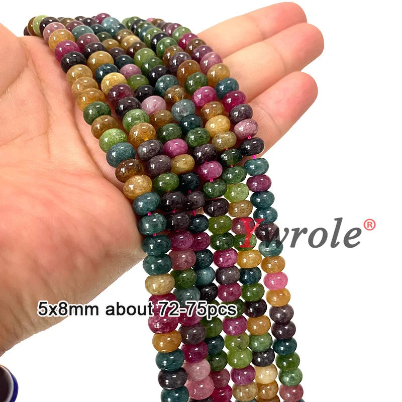 Colorful Tourmaline Cube Abacus Faceted Round Loose Space Beads 15''