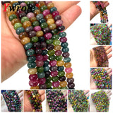 Colorful Tourmaline Cube Abacus Faceted Round Loose Space Beads 15''