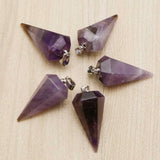 Natural Stone Amethyst Cone Pendant Necklace DIY Jewelry Making 6Pcs