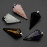 Natural Stone Amethyst Cone Pendant Necklace DIY Jewelry Making 6Pcs