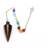 Natural Stone Conical Pendant Pendulum 7-color Chakra Crystal Chain