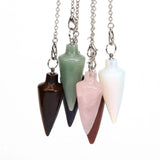 Natural Stone Conical Pendant Pendulum 7-color Chakra Crystal Chain