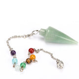 Natural Stone Conical Pendant Pendulum 7-color Chakra Crystal Chain
