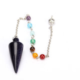 Natural Stone Conical Pendant Pendulum 7-color Chakra Crystal Chain