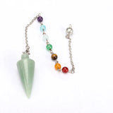 Natural Stone Conical Pendant Pendulum 7-color Chakra Crystal Chain