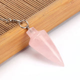 Natural Stone Conical Pendant Pendulum 7-color Chakra Crystal Chain