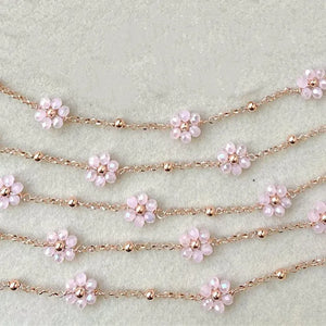 Vintage Daisy Chain Necklace Natural Stone Copper Beads
