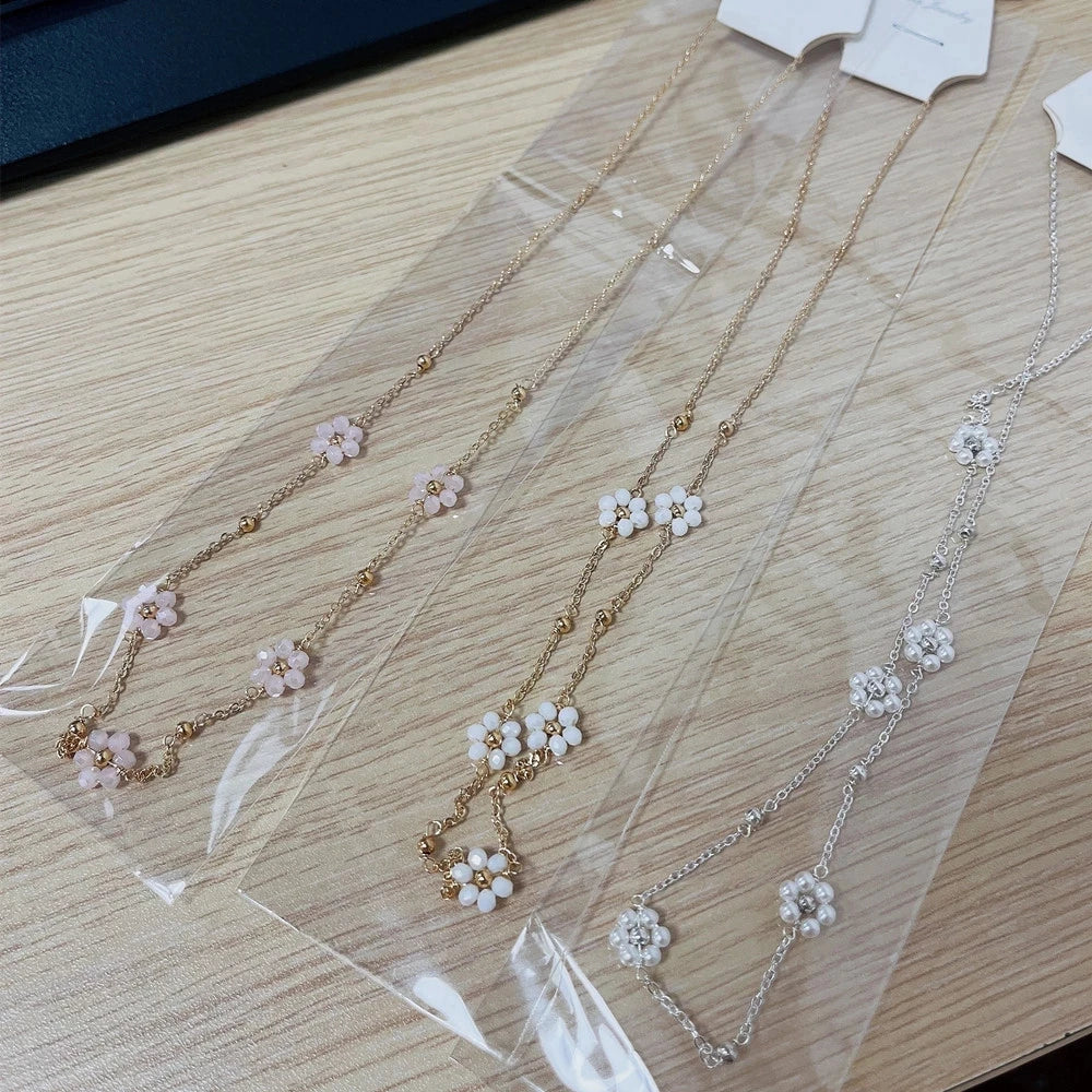 Vintage Daisy Chain Necklace Natural Stone Copper Beads