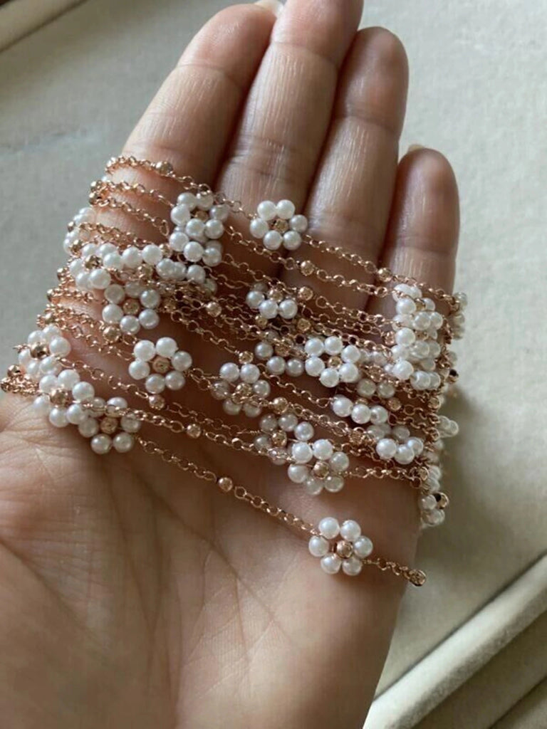 Vintage Daisy Chain Necklace Natural Stone Copper Beads