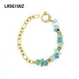 Natural Stone Coral Beads Chain Bracelet for Women