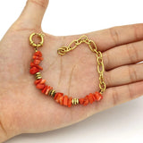 Natural Stone Coral Beads Chain Bracelet for Women