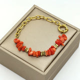 Natural Stone Coral Beads Chain Bracelet for Women