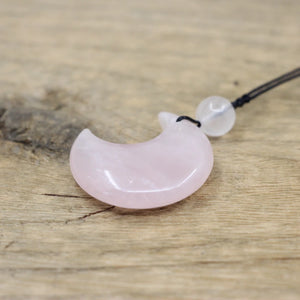 Natural Stone Crescent Moon Pendant Necklace