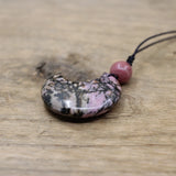 Natural Stone Crescent Moon Pendant Necklace