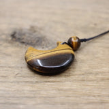 Natural Stone Crescent Moon Pendant Necklace