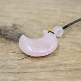 Natural Stone Crescent Moon Pendant Necklace