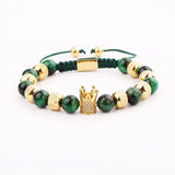 Green Tiger Eye Beads Stainless Steel Bracelet Men Jewelry