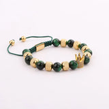 Green Tiger Eye Beads Stainless Steel Bracelet Men Jewelry