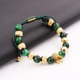 Green Tiger Eye Beads Stainless Steel Bracelet Men Jewelry