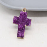 Druzy Agate Crucifix Pendants for Jewelry Making 18x30mm