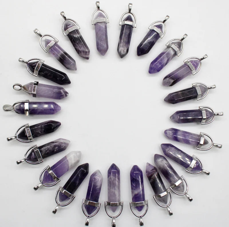 Natural Stone Agates Aventurine Pillar Pendant for Necklaces