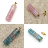 Rose Pink Quartz Perfume Bottle Pendant Column Shape Agate DIY Necklace
