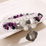 Natural Stone Crystal Beads Bracelet With Lucky Lock Accessory