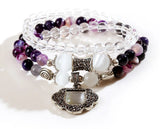 Natural Stone Crystal Beads Bracelet With Lucky Lock Accessory