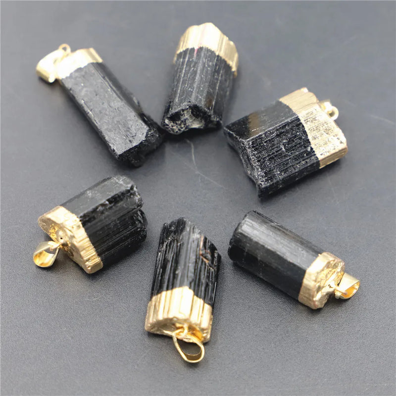Raw Tourmaline Pendant Necklace Reiki Healing Druzy Jewelry for Women
