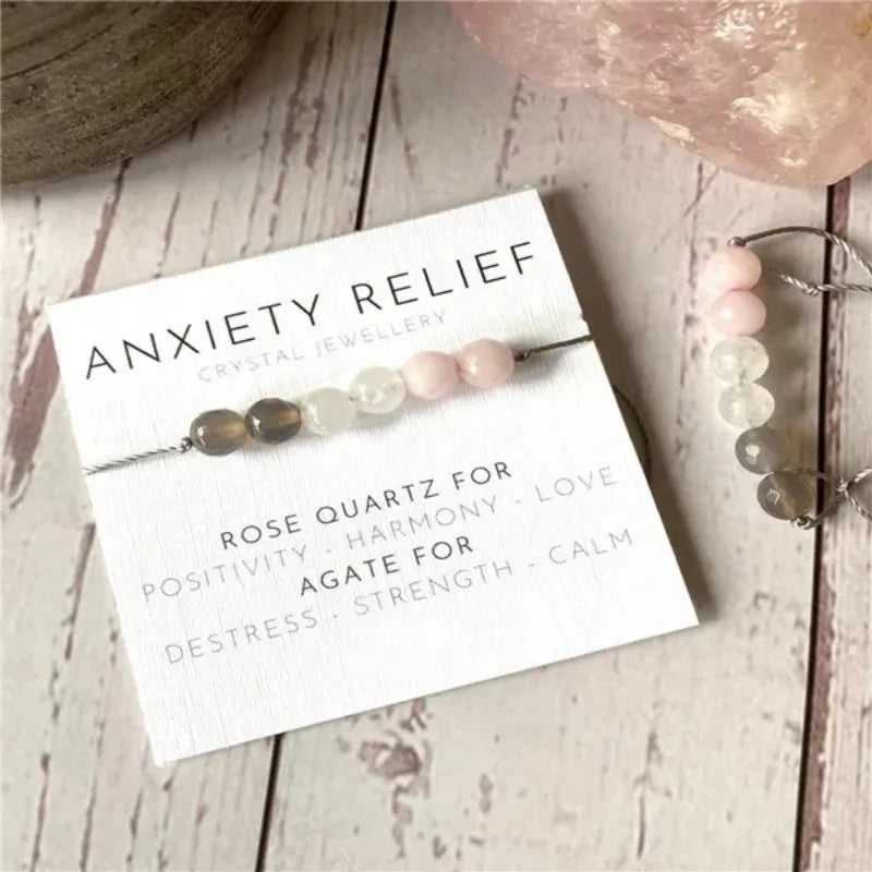 Rose Quartz Crystal Charm Bracelet for Women - Yoga Chakra Reiki Jewelry