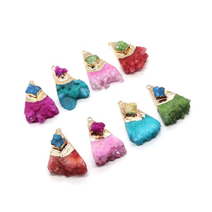 Natural Stone Agate Pendant 20-40mm Crystal Cluster, DIY Jewelry Accessories