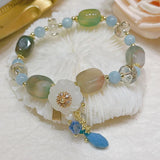 Natural Stone Crystal Flower Agate Bracelet Beads Lucky Bracelet