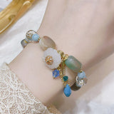 Natural Stone Crystal Flower Agate Bracelet Beads Lucky Bracelet