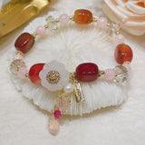 Natural Stone Crystal Flower Agate Bracelet Beads Lucky Bracelet