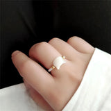 Crystal Cut Pearl Cat Ring for Women Wedding Jewelry